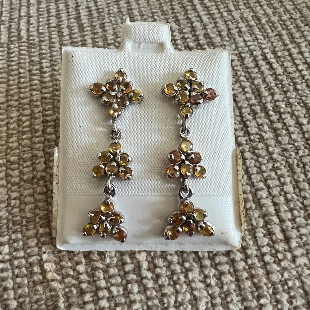 Hand crafted silver and crystal dangle earrings - Picture 1 of 5